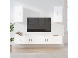 Vidaxl Conjunto Móveis De Tv 6 Pcs Madeira Processada Branco