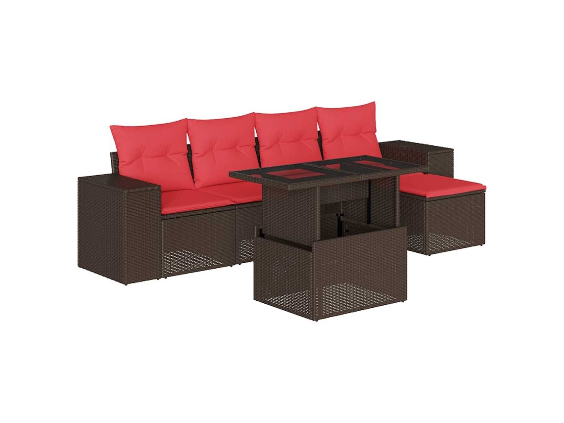 Conjunto de Sofá de Jardim, 6 Peças, Almofadas, Rattan Preto MAISON EXCLUSIVE
