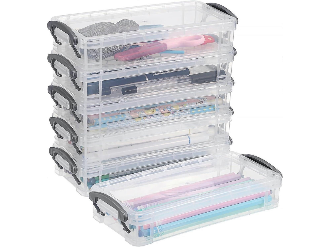 Conjunto de 6 Estojos Transparentes Empilháveis​​ para Lápis, Caixa Organizadora para Materiais de Escritório, Pincéis e Canetas BRILVIBERA