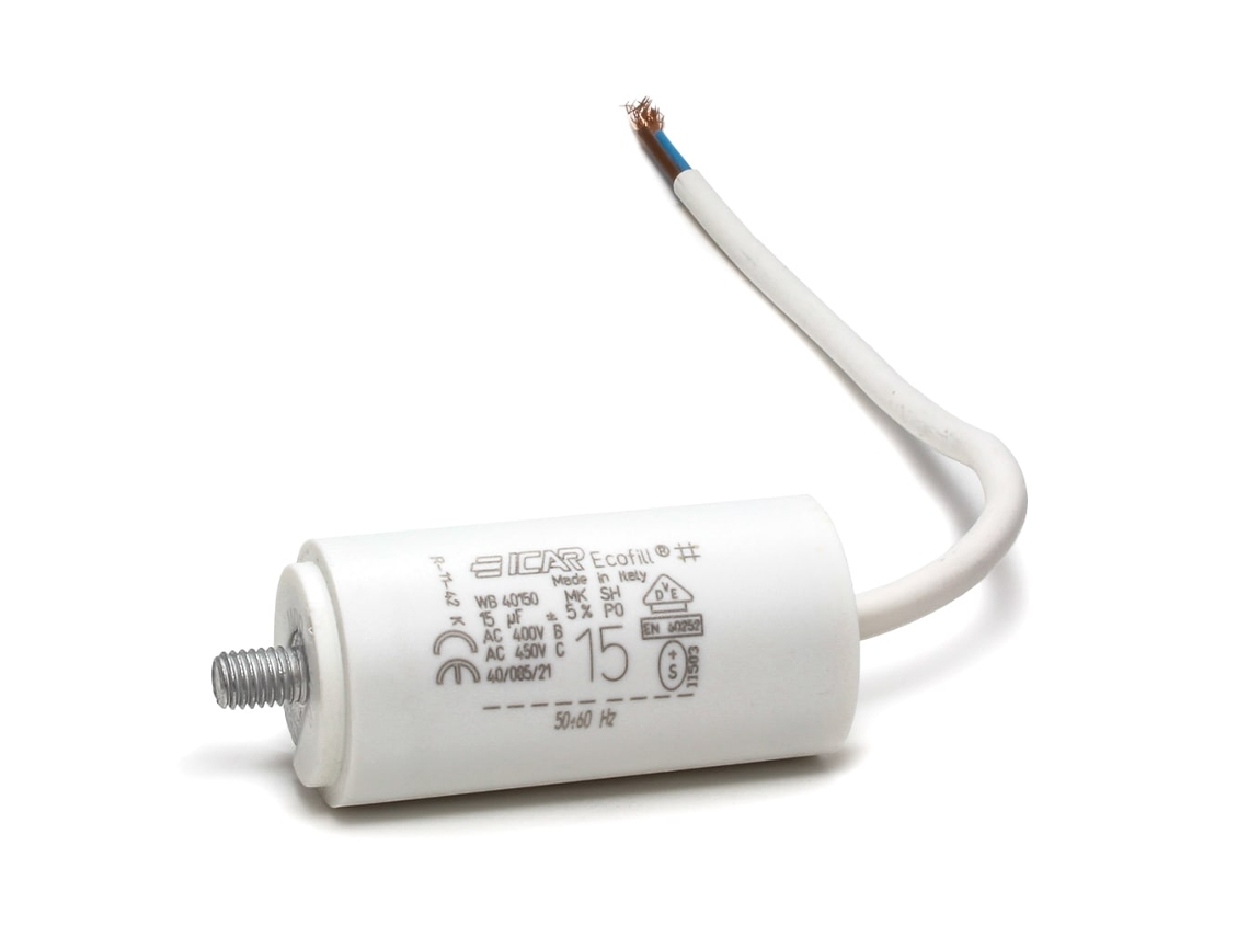 Condensador ICAR 15µf + Cabo Stock para Máquina de Lavar Roupa Cap123un