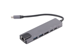 Aetheria hub 6 em 1 Type c com Portas Usb 3.0 Gigabit Ethernet e Conexão Hdmi para Expansão de Dispositivos