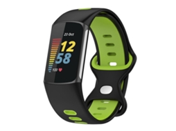 Bracelete de Smartwatch para Fitbit Charge 5 Smart Watch Sports Banda de silicone de duas cores à prova d'água (preto verde)
