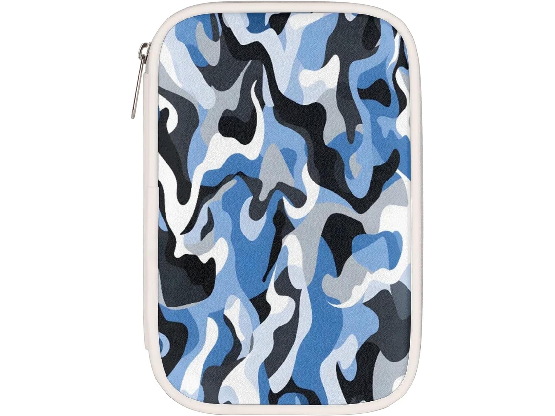 Stojo Camuflado Abstrato, Organizador de Material Escolar, Stojo Camuflado Azul e Branco, Caixa Organizadora Com