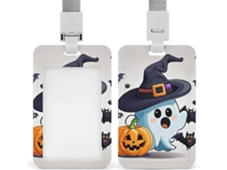 Porta Crachá De Halloween Com Cordão, Fantasma De Halloween, Porta Crachá Divertido, Capa Protetora Vertical
