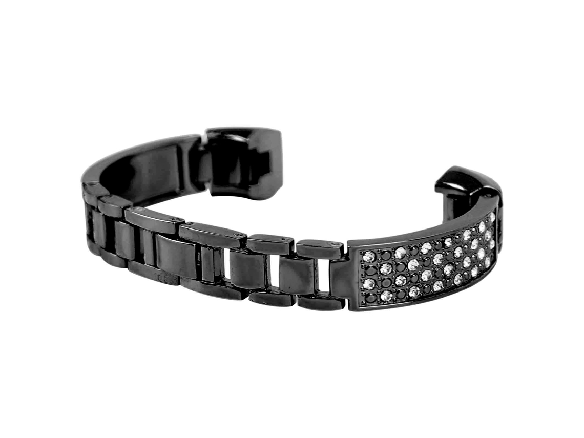 Pulseira De Aço Inoxidável Para Mulher Com Strass Para Fitbit Decoração De Pulso