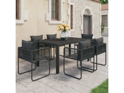 Vidaxl 7 Pcs Conjunto de Jantar para Jardim Vime de Pvc Preto