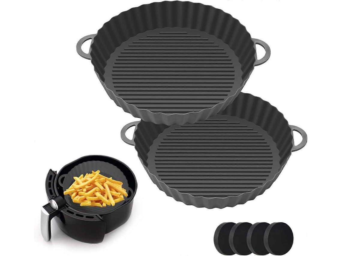 Forros De Silicone Para Fritadeira A Ar, 2 Unidades, Potes Redondos De Silicone Reutilizáveis​​ Para Fritadeira A Ar