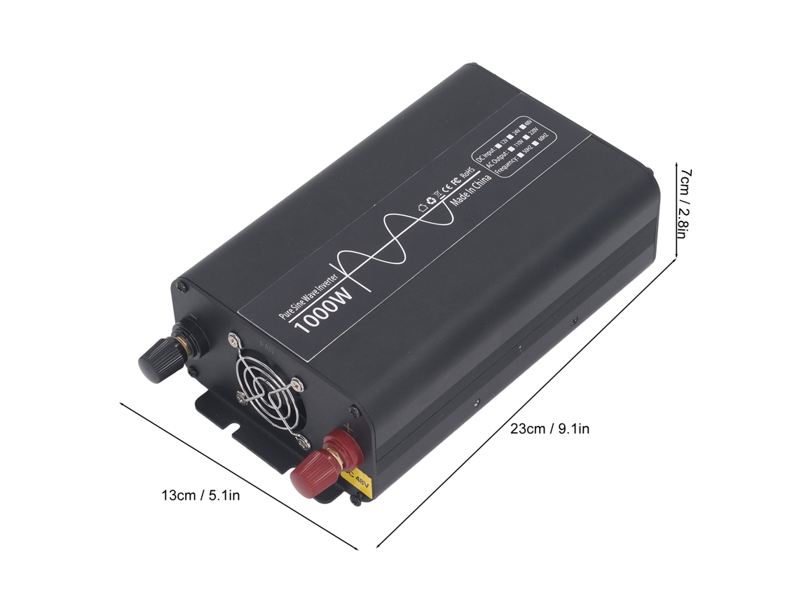 Conversor de voltagem de onda senoidal pura de 1000 W (48 V CC para 220 V CA) com plugue universal para sistemas solares residenciais e de RV.