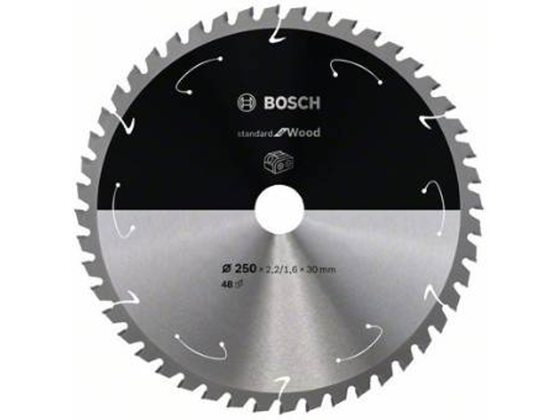 Disco de Serra Circular BOSCH Standard para Madeira Para Serras a Bateria 250x2.2/1.6x30 T48 para Serras Meia-Esquadria