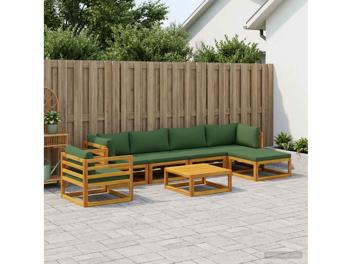 Vidaxl Conjunto De Sofás 7 Unid. Natural Madeira Sólida De Acácia