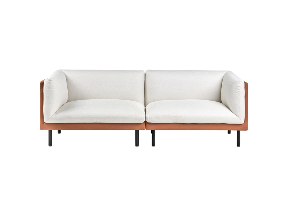Sofá De 3 Lugares Beliani Vorgod De Tecido Branco Creme 221x85x76