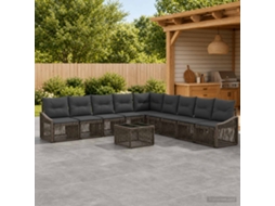 Vidaxl Conjunto De Sofá De Jardim 10 Unid. Cinzento Vime Pe