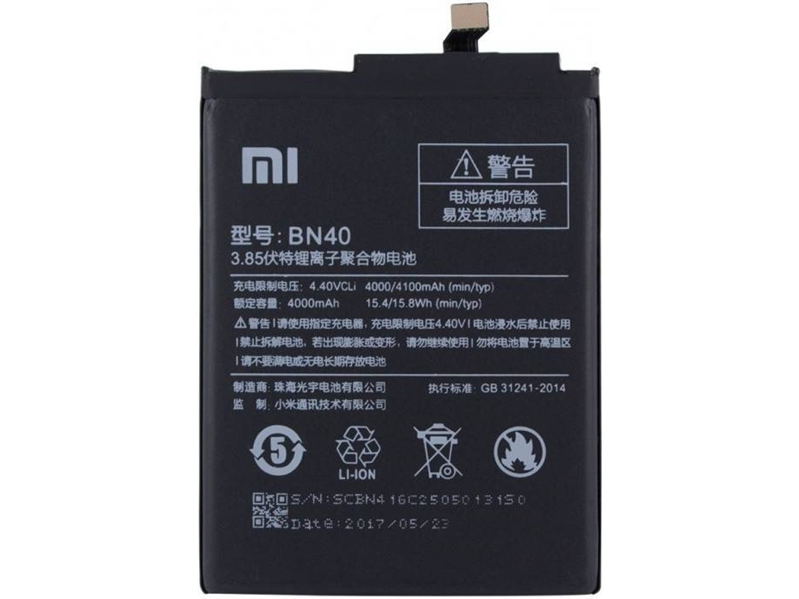 Bateria XIAOMI Lítio Ionen BN40 XIAOMI Redmi 4 Prime / Pro 4000mAh Original