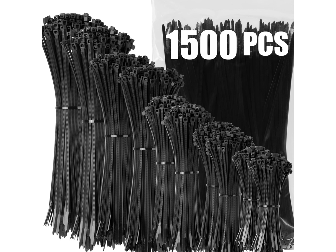1500 Tiras Plásticas Pretas, Tiras Plásticas Profissionais, 100/150/200/250/300 Mm De Comprimento, Resistentes A Uv, Para Manuseio De Vários Cabos.