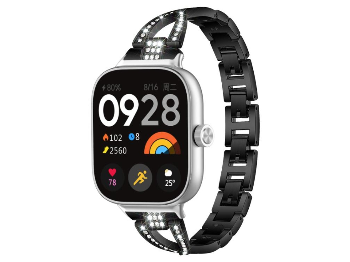 Bracelete para Redmi Watch 6 / 5 / 4 XIAOMOYU em Metal Diamante em X Única Preta