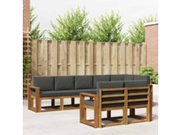 Vidaxl Conjunto De Sofás Para Exterior 8 Unid. Natural E Antracite