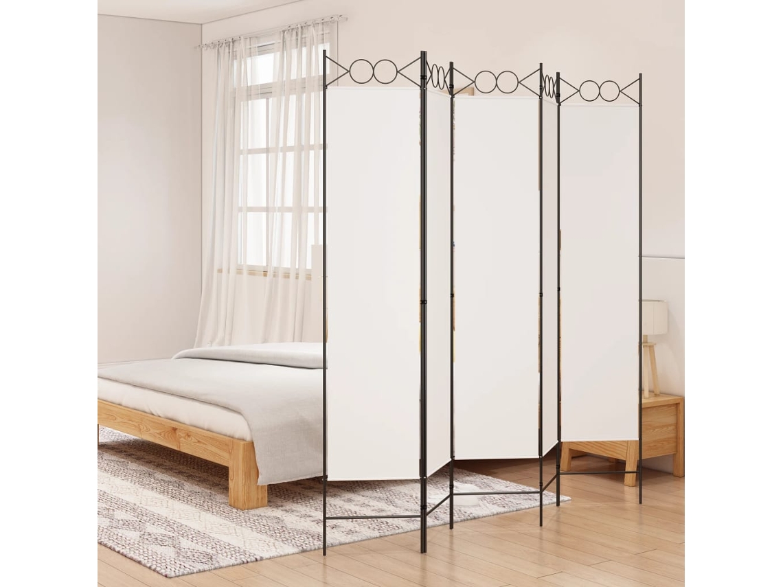 Vidaxl Divisória/biombo Com 5 Painéis 200x200 Cm Tecido Branco