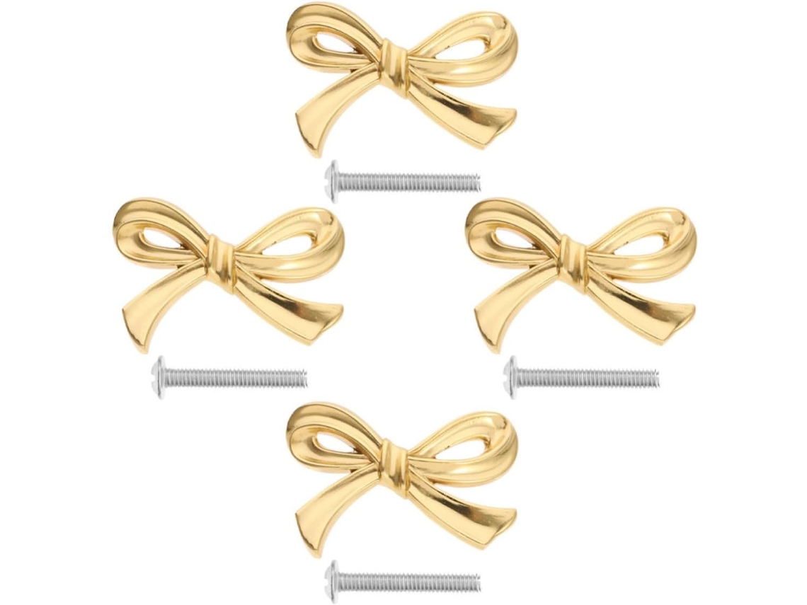 Puxadores De Móveis Eringogo Em Latão Dourado Com Design Laço, Puxadores Elegantes E Botões Decorativos Para Gavetas