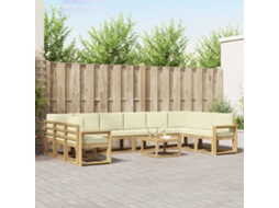 Vidaxl Conjunto De Sofás Para Exterior 11 Unid. Branco E Creme