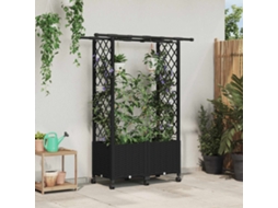 Vidaxl Cama Elevada Com Treliça E Telhado Preto 124,5 X 40 X 142 Cm Pp