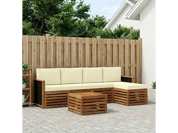 Vidaxl Conjunto De Sofás Para Exterior 6 Pcs Natural E Creme
