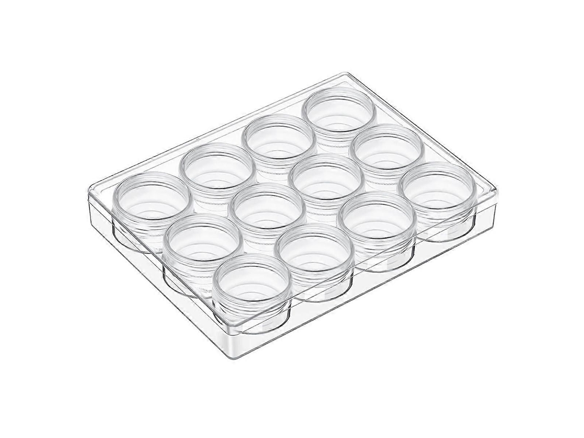 Organizador De Contas Transparente, Conjunto Com 12 Caixas (1,5 X 1,5 X 1,38 Polegadas)