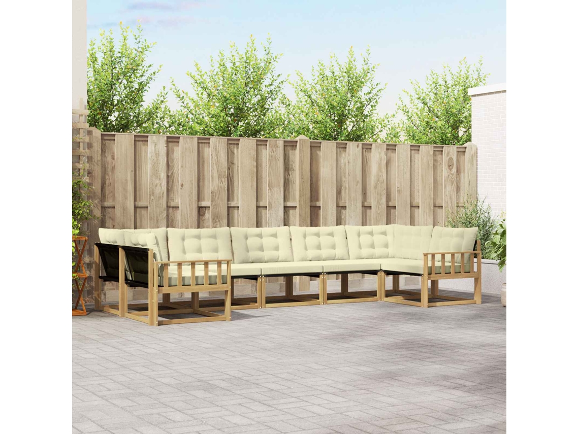 Vidaxl Conjunto De Sofás Para Exterior 7 Unid. Branco E Creme