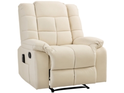 Poltrona De Massagem Poltrona Relax Reclinável Com 8 Pontos De Massagem Controlo Remoto Estofada Em Pu 94x99x99 Cm Creme