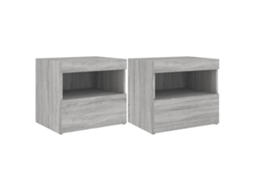 Bedside Cabinet, Bedside Cabinets Vidaxl Cinzeto Madeira Processada (n/a)