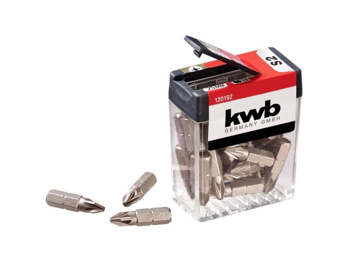 KWB 120192 Phillips Bit Pz 2 Aço 25 Pcs