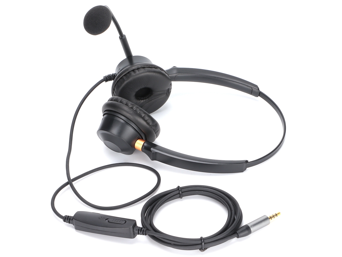 Fone De Ouvido Binaural Com Microfone Anti-ruído E Controle De Áudio Para Negócios E Escritório