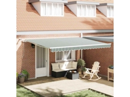 Vidaxl Toldo Retrátil Verde E Branco 450 × 300 Cm Poliéster