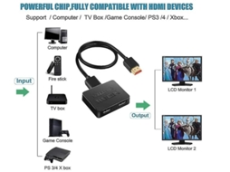 Divisor Hdmi 1 entrada 2 saídas 2 portas divisor Hdmi switch suporte 4k 3d 1080p plug and play com cabo Hdmi de alta velocidade para Xbox Yizhood