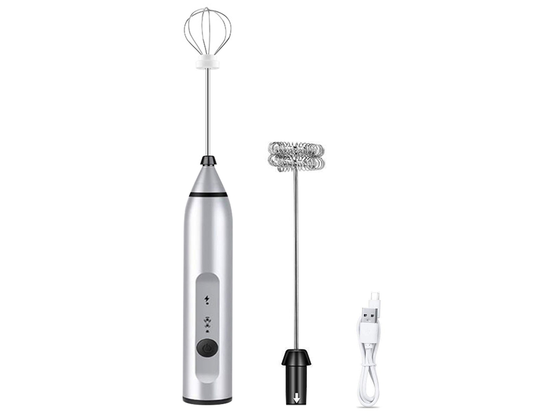 Espumador Elétrico de Leite, Portátil, Recarregável Usb, 3 Velocidades, 2 Batedores, para Café AQUAFORGE