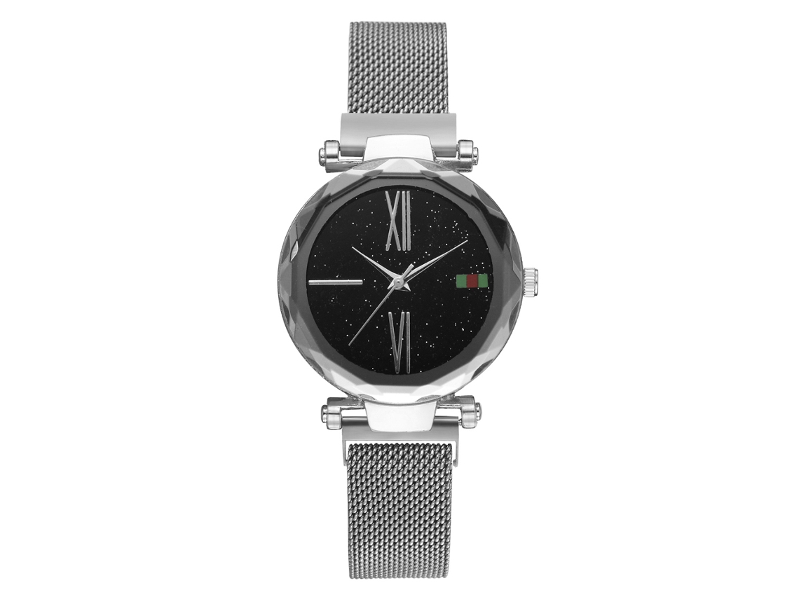Relógio de Pulso Feminino de Liga com Pulseira de Malha Mostrador Redondo Quartz Prata