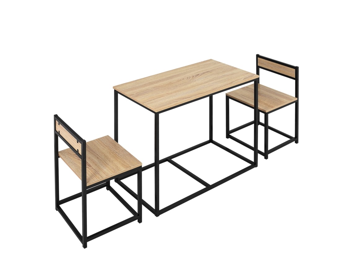 Conjunto de mesa de jantar com 2 cadeiras, para cozinha e sala de estar, em carvalho, ideal para espaços pequenos.
