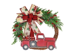 Guirlanda de Natal caminhonete vermelha para porta, decor farm house, outono, colheita, Halloween, Ação de Graças | S/MARCA