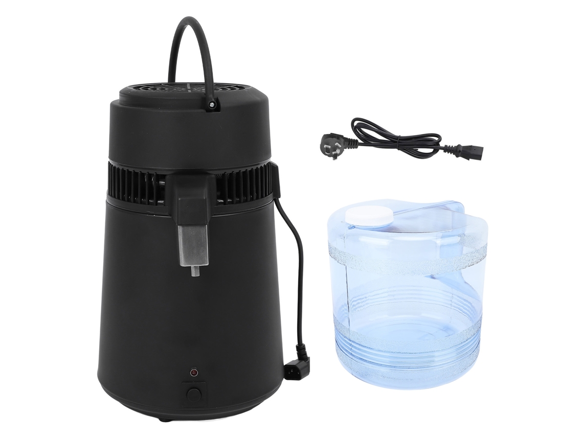 Destilador de água de 750w com 4l de aço inox, botão único, para uso doméstico, com contador azul e ficha EU