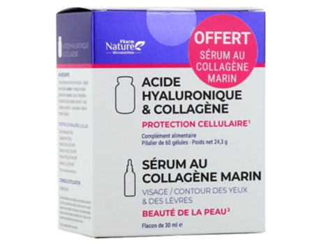 PHARM NATURE Duo Ácido Hialurónico Y Colágeno 60 Cápsulas Suero Colágeno Marino 30 Ml Gratis