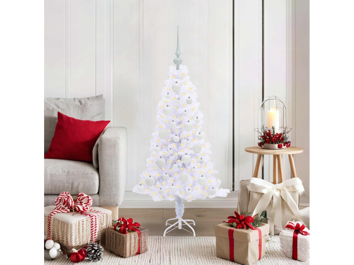Vidaxl Árvore De Natal Artificial Com 150 Leds Branco 120 Cm Pvc E Aço