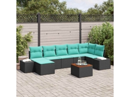 Vidaxl Conjunto De Sofá De Jardim 8 Unid. Preto Vime Pe