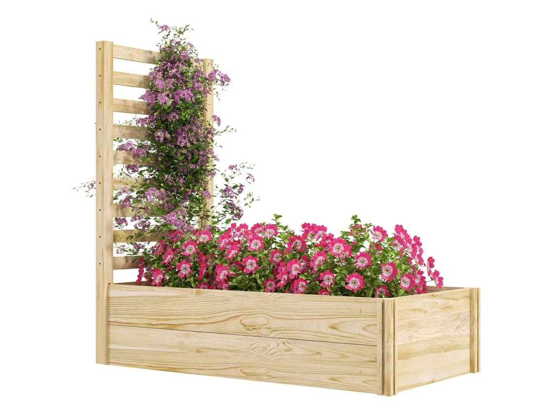 Vaso S/MARCA com treliça, madeira, 115x60x110 cm Natural