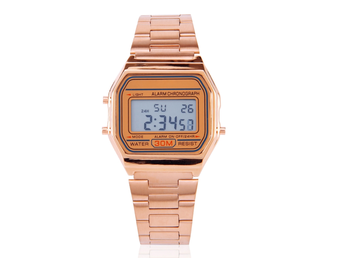 Relógio Digital Masculino Resistente À Água 30m com Retroiluminação Led e Pulseira de Aço Inoxidável