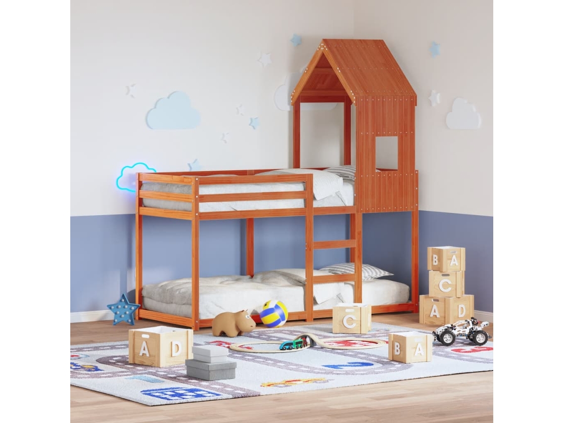 Vidaxl Beliche Com Telhado 80x200 Cm Pinho Maciço Castanho-mel
