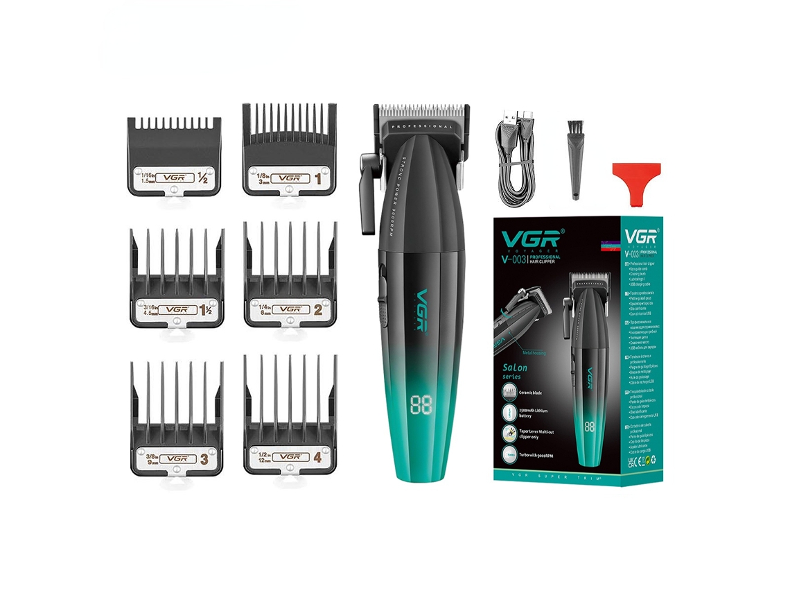 Máquina de Cortar Cabelo Profissional com Luz Led, Aparador Elétrico Ajustável, 9000 Rpm MDUG (verde)
