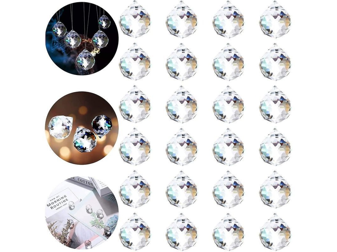24 Peças De Cristal Bola De Vidro K9, Decoração Arco-íris, Pingente De Cristal Para Casa, Festa E Presente