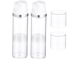 Frascos de 150ml com bomba airless em ABS transparente, pacote com 2 frascos vazios.
