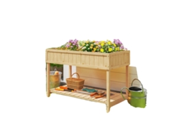 Vaso De Jardim, Construção Em Madeira Natural, Dimensões 110x46x76 Cm, Compatibilidade Para Exterior, Resistente A Intempéries, Acabamento Não Tóxico