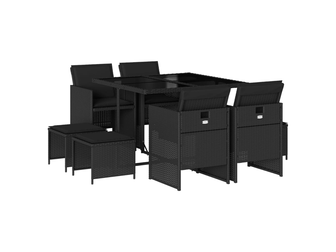 Garden Dining Set, Garden Dining Sets Vidaxl Preto Rattan / Vime (n/a)