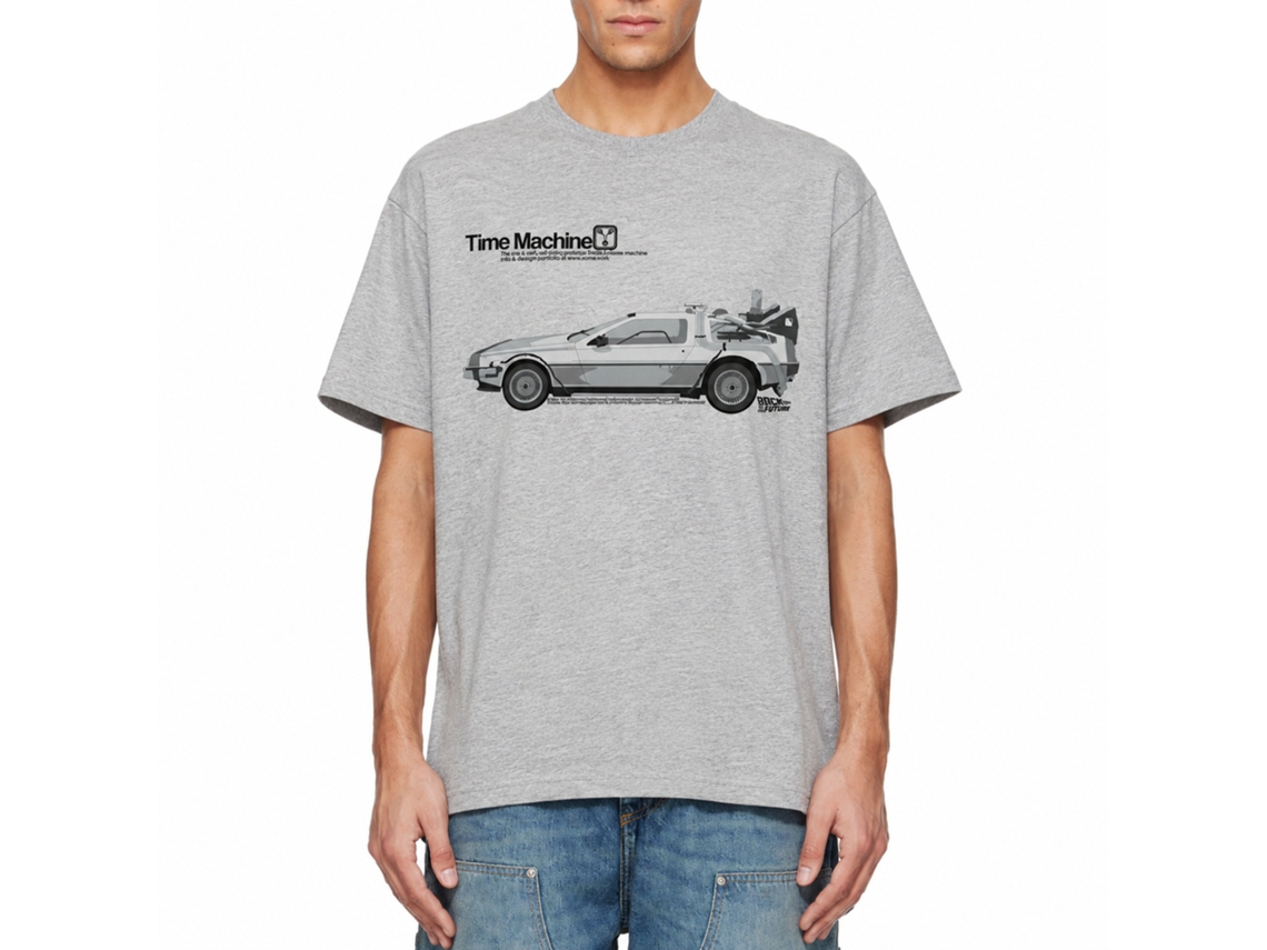 Rockinstone Back To The Future Movie Car Heather Gray Adult T-shirt Size:xxxl